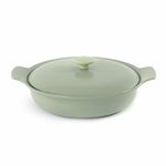 BergHOFF Ron Cast Iron Enamelled Shallow Round Covered Casserole, Green