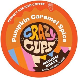 Crazy Cups Flavored Coffee, Pumpkin Caramel Spice, Recyclable Single Serve Pods for Keurig K Cups Machines, Brew Hot or As Iced Coffee, 22 Count (Pack of 1)