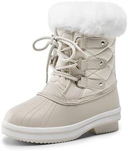 DREAM PAIRS Cozy Kids Snow Boots, Warm & Water-Resistant Winter Boots with Faux Fur for All-Day Play, Non-Slip Mid Calf Boots,Size 7B Big Kid,Off-White,SDSB2225K