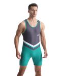 Viisendy Pro Men's Wrestling Singlets Athletic Supporters Sport Bodysuit Sleeveless Training Wrestling Leotards Weightlifting Jumpsuits Green White L