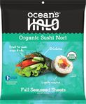 Ocean's Halo Sushi Nori Seaweed Sheets, Gluten Free, Vegan & Vegetarian, Ideal for Sushi Wraps & Rolls, Pack of 12 x 10 Full Sheets