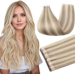 Full Shine Injection Tape In Hair Extensions Human Hair, Ash Blonde 24 Inch