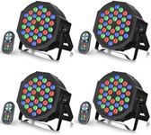 U'King 4 Pack 72W RGB LED Stage Lights, DMX512 Par Can Lights with Remote and Sound Activation, Stage Lighting for DJ Disco Parties Weddings Stage Clubs Events