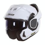 LS2, Advant Modular Flip Front Motorcycle Helmet. ECE 22.06 Certified. Complete With Pinlock and Luxury Camo Backpack Style Carry Bag. Solid White. XL