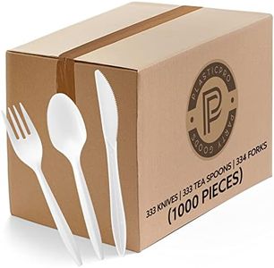 Plasticpro Cutlery Plastic Combo Sets Medium Weight Disposable Silverware White (1000 Count)
