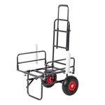 LALAHO Foldable Fishing Trolley Lightweight Carp Match Flat Twin Wheel with Adjustable Handle, Fits Most Seat Box Heavy Duty Folding Compact Barrow