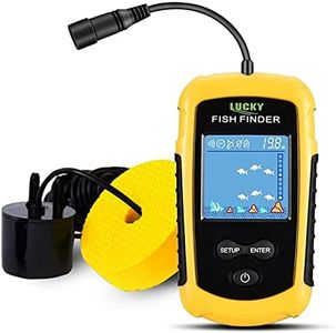 LUCKY Kayak Portable Fish Depth Finder Water Handheld Fish Finder Sonar Castable Kayak Boat Fishfinder Transducer Fishing LCD Display FFC1108