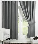 FABDRAPE Plain Solid Room Darkening Long Door Eyelet Curtain Panel Parda for Drawing Room, Living Room/Bedroom (Grey, 11 Feet) - Pack of 4 Pieces