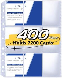 400 Pack 9 Pockets Trading Card Pages, 3600 Pockets Double-Sided Trading Card Pages Sleeves，Trading Card Sleeves for 3 Ring Binder for Pokemon Cards, Sports Cards, Coupons, Game Cards. …