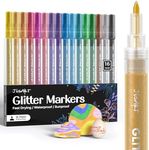 16 Colors Acrylic Glitter Markers Pen, Glitter Paint Pens, 0.7mm Fine Point Tip Metallic Shimmer Marker, Kids Adults DIY Crafts Making, Greeting Birthday Cards Present, Drawing, Scrapbooking Supplies