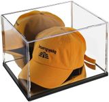 Baseball Hat Display Case with Mirror Background,Acrylic Baseball Cap Holder Stand Transparent Hat Storage Box Dustproof Square UV Protection Cabinet with Mirror Base (Baseball hat(10.2x8.2x7 inch))