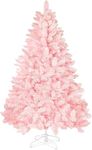 fizzytech 5 feet Pink Premium Snow Flocked Artificial Christmas Tree, 492 Branch Tips Hinged Spruce with Metal Stands, Easy Assembly, for Xmas Holiday New Year Home Party