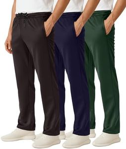 Real Essentials Big & Tall King Size Mens Men's Mesh Athletic Active Gym Workout Open Bottom Sweatpants Pockets Sports Training Track Running Casual Lounge Quick Dry Pants - Set 3, 5X Tall,Pack of 3