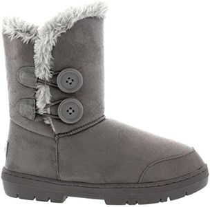 Holly Womens Twin Button Waterproof Winter Snow Boots, Grey, 7 UK
