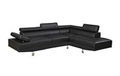 Poundex Sectional Sofa, Black