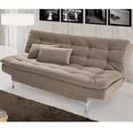 AMATA Eagle Sofa Cum Bed Two Cushions Perfect for Home Living Room and Guests (Camel) (Wood) 3-Person Sofa, Buff Beige