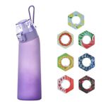 Air Water Bottle 700ML New Fruit Scented Water Bottle, Water Cup with Straw, Water Jug for Gym and Outdoor, Gradient (Purple)