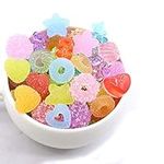 100pcs Cute Slime Charms Mixed Set Resin Flatback Making Supplies For DIY Craft Making And Ornament Scrapbooking Beads Assorted Candy Fruit Cake Ornament