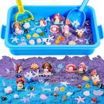Beeveer Mermaid Sensory Sand Bin Sandbox Play Sand Set Reusable Mermaid Sensory Kit Ocean Sensory Bin Sensory Bin for Learning Sensory Bin Boys Girls Birthday Activities Gift