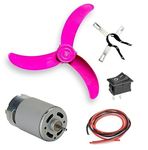 SP Electron Combo Pack of 12V - 555 DC Motor Fan kit Including 555 DC Motor, 9 inch Fan Blade,1 mtr Copper Wire, Switch and clamp