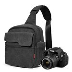 Cwatcun Small Camera Bag Shoulder Camera Bag for Photographer Canvas Water Resistant DSLR Sling Camera Bag Compatible with Nikon Sony Lightweigth