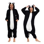 Funziez! Skunk One Piece - Plush Adult Animal Costume Jumpsuit, Black, Medium