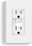 ELEGRP GFCI Outlet w/Nightlight, 15 Amp Self-Test GFI Electrical Outlet, Thinner Design, Tamper Resistant GFCI Receptacle, Ground Fault Receptacle w/Wall Plate, UL Listed, Matte White, 1 Pack