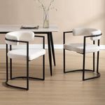 Wahson Faux Fur Dining Chairs Set of 2 Upholstery Leisure Kitchen Chairs with Metal Base, Modern Corner Chairs for Dining Room/Restaurant, Beige