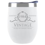 40th Birthday Gifts for Women Men - 1984 12 oz White Stemless Wine Tumbler - 40th Birthday Decorations - Birthday Gifts for 40 Year Old Man Woman - Funny 40th Birthday Idea Presents for Women