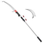 DHRIYA Professional Tree Pruning Saw, Extendable Pole Saw with Curved Blade, Telescopic Handle for Garden Branch Cutting, Manual Tree Trimmer