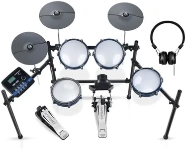 HAMPBACK ACE-301 Electric Drum Sets for Beginners with Quite Electronic Drum Mesh Pads, 2 Cymbals w/Choke, 15+10 Drum Kits and 329 Sounds, USB MIDI, Recording Function (5 Pads, 3 Cymbals)