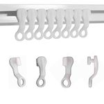 Curtain Glider Hooks White Plastic Curtain Hook, Pack of 50