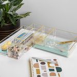 Martha Stewart Kerry Plastic Stackable Office Desk Drawer Organizers, Set of 8, with Gold Trim