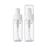 UTENEW 2-Piece Plastic Foamer Bottle Clear Pump Dispenser Mini Travel Size Foaming Soap Face Wash 1.7 Oz, No leaks!