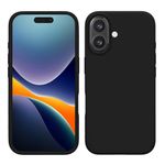 kwmobile Case Compatible with Apple iPhone 16 Case - TPU Silicone Phone Cover with Soft Finish - Black