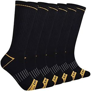 Cat mens 3-pack Half Cushioned Crew Sock, Black (6 Pack), Large US, Black (6 Pack), Large