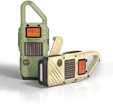 Walkie Talkies for Adults Rechargeable, FM/NOAA Emergency Radios with Weather Alerts, LED Flashlight & SOS Alarm, Solar Powered Hand Crank(GreenWhite)