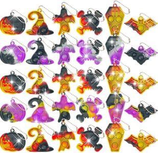 Halloween Party Favors for Kids Pop Fidget Toys Bulk It 30 Pack,Halloween Party Supplies Halloween Classroom Favors Mini Pop Keychain Its Halloween Prizes for Kids Bulk Halloween Toys Bulk Goodie Bag
