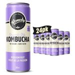 Remedy Kombucha Sugar-Free Organic Drink, Sparkling, Low Calorie, Gut Health Beverage - Passionfruit - 355 mL Can, 24-Pack