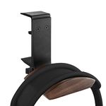 Geekria Wooden Headphones Stand Compatible with AirPods Max, Sony WH-1000XM5 Headphone Hook, Earphones Hanger Mount, Dual-Purpose Aluminum Headset Desktop Clip with Walnut Holder