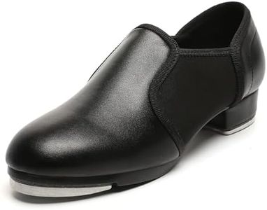 foralod Child Tap Shoes Leather Tap Dance Shoes Non-Slip Jazz Shoes for Girls Boys,Black, Black, 11.5 Little Kid