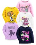 Kuchipoo Girls Regular Fit Full Sleeves Cotton T-Shirts (KUC-TSHRT-252, 2-3 Years, Multi-Colored)