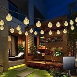 Garlocht Solar Garden Lights Outdoor Waterproof, 100LED 12M/39Ft Solar Fairy Lights, Crystal Ball Lights with 8 Modes, Decorative Lighting for Home, Yard,Patio, Party, Christmas (Warm White)