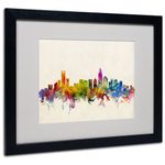 Trademark Fine Art Charlotte Skyline Artwork by Michael Tompsett, Black Frame