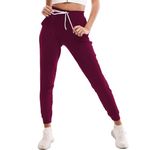 Stanpetix Joggers for Women - Womens Sweatpants with Pockets Sport Pants Black Trousers for Women UK（Redwine with White Strip,M