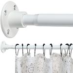 White Shower Curtain Pole - Adjustable Frosted Shower Curtain Rods 74cm-127cm, Heavy Duty Shower Rods for Bathroom, Closet, Windows, Doorway, Bedrooms, Balcony, Patio and Laundry Room