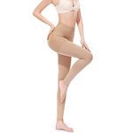 SWOLF Compression Pantyhose Women Men, 20-30 mmHg Graduated Firm Support Footless Compression Stockings - Rootless Waist High Edema Moderate Varicose Veins Medical Compression Tights (Beige, X-Large)