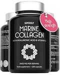 Marine Collagen Capsules 2200mg - with Hyaluronic Acid & Vitamin C - High Strength Collagen Supplements for Women & Men - 120 Capsules - Premium Collagen Complex for Skin Joints Hair