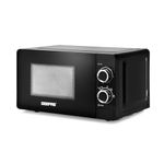 Geepas 700W Solo Manual Microwave | 20L Solo Microwave Oven with 5 Power Levels | Reheating, Automatic Defrost Function & 30 Minute Timer | 2 Rotary Dials, Easy Clean | Stylish Compact Design, Black