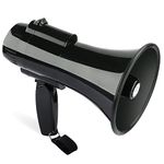 MGROLX Portable Megaphone Bullhorn-Loud Speaker with Siren, 260s Recording&USB Input-30 Watt Power & 800 Yard Range-Lightweight for Cheerleading, Football, Baseball, Basketball